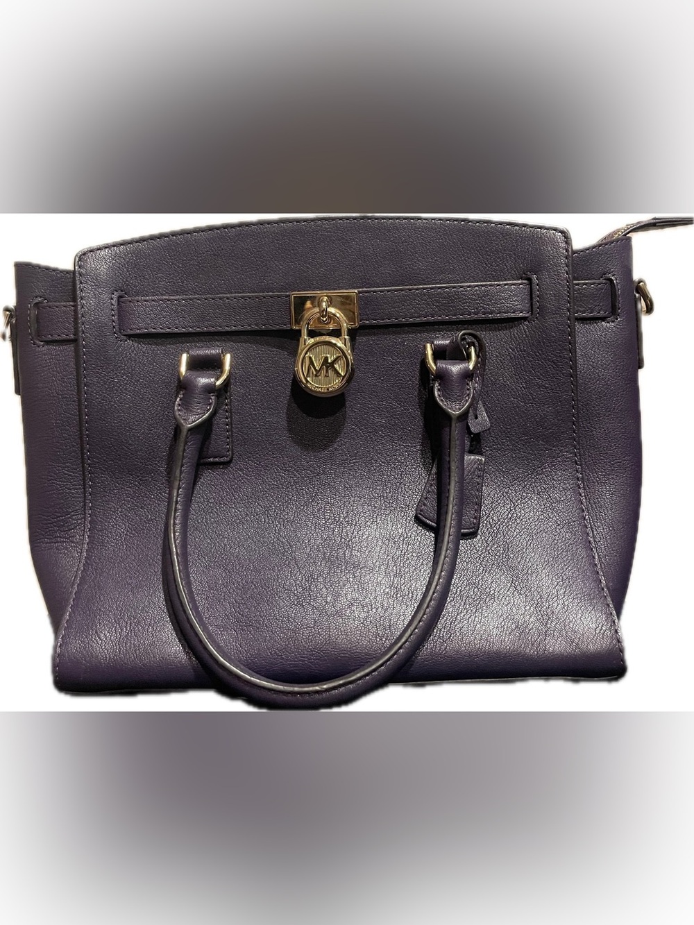 Michael Kors Plum Leather Satchel with Gold Hardware